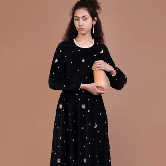 Meadows Jacaranda Velvet Sun Moon Stars Dress US 10 - Picture 1 of 10